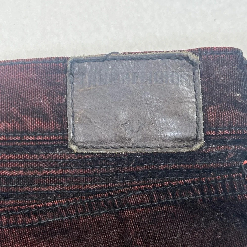True Religion Rocco Relaxed Corduroy Pants Black Red Moto Punk Grunge Y2K Men 44